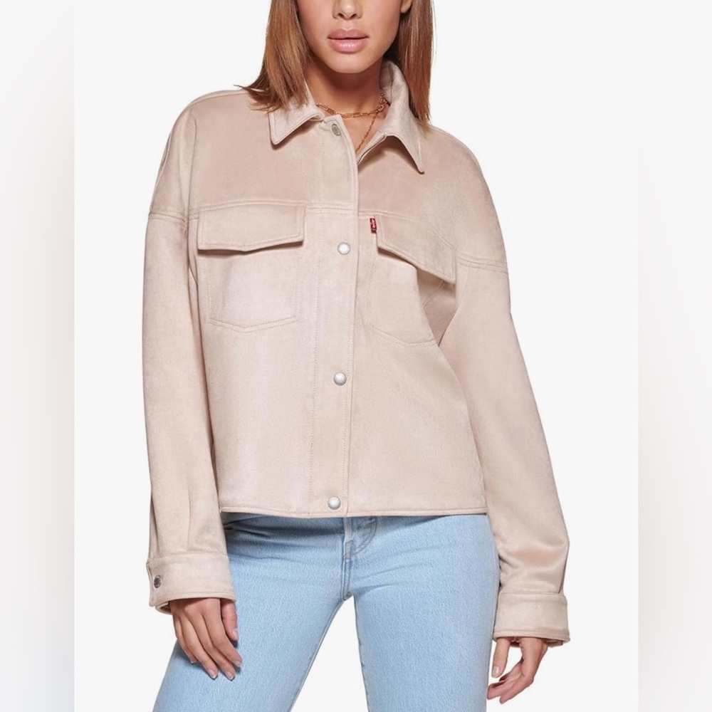 NWT Levi's Faux Suede Shirt Jacket Sand Beige Size Large